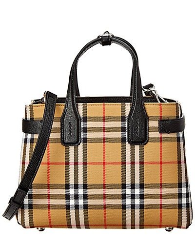 Small Banner Vintage Check & Leather Tote