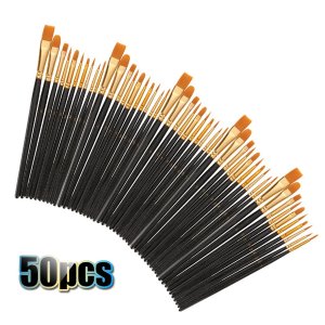 Anself 50 PCS Nylon Hair Paint Brushes Set