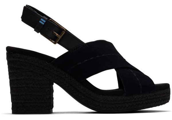 Black Suede Vegetable Tanned Leather Women's Ibiza Sandals
