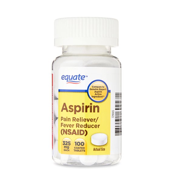 Aspirin Pain Reliever/Fever Reducer Coated Tablets, 325 mg, 100 Count