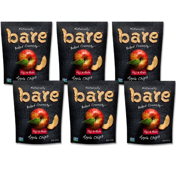 Natural Apple Chips, Fuji & Reds, Gluten Free + Baked, Single Serve Bag - 1.4 Oz (6 Count)