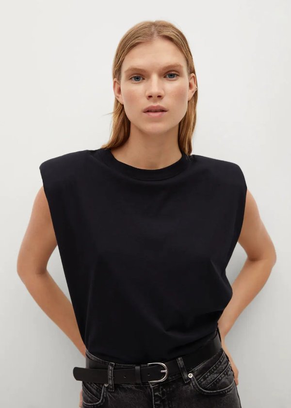 Shoulder pad t-shirt - Women | MANGO OUTLET USA