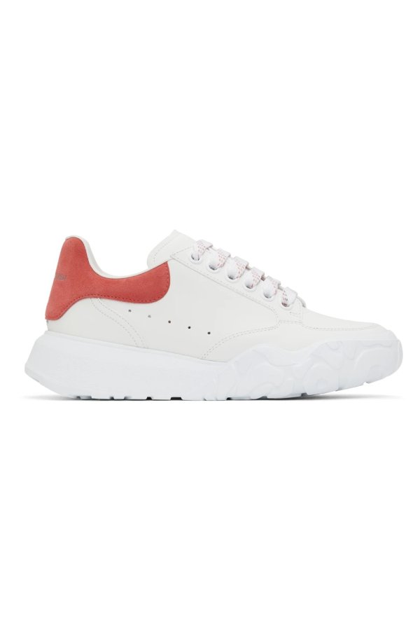 White & Pink Court Trainer Sneakers