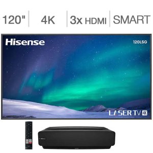 Hisense 120L5G 4K 激光电视，含 120" 抗光屏幕