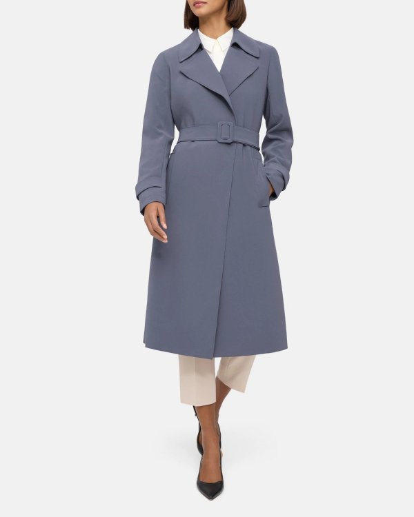 Theory Outlet Theory Relaxed Short Trench Coat in Crepe 625.00