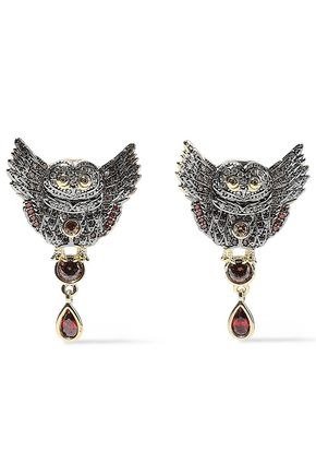 Wise Wings 14-karat gold-plated crystal earrings