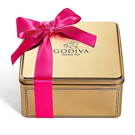 Assorted Chocolates Gift Tin, Hot Pink Ribbon | GODIVA