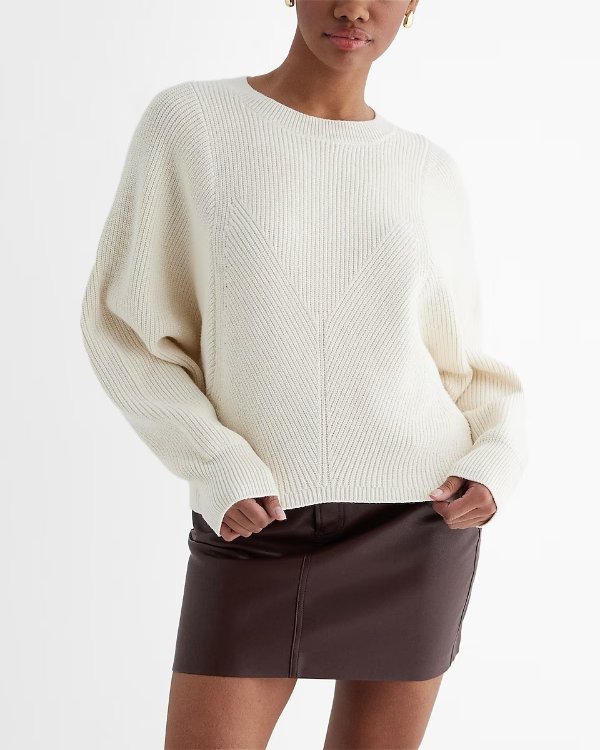 Ribbed Crew Neck Long Sleeve Sweater