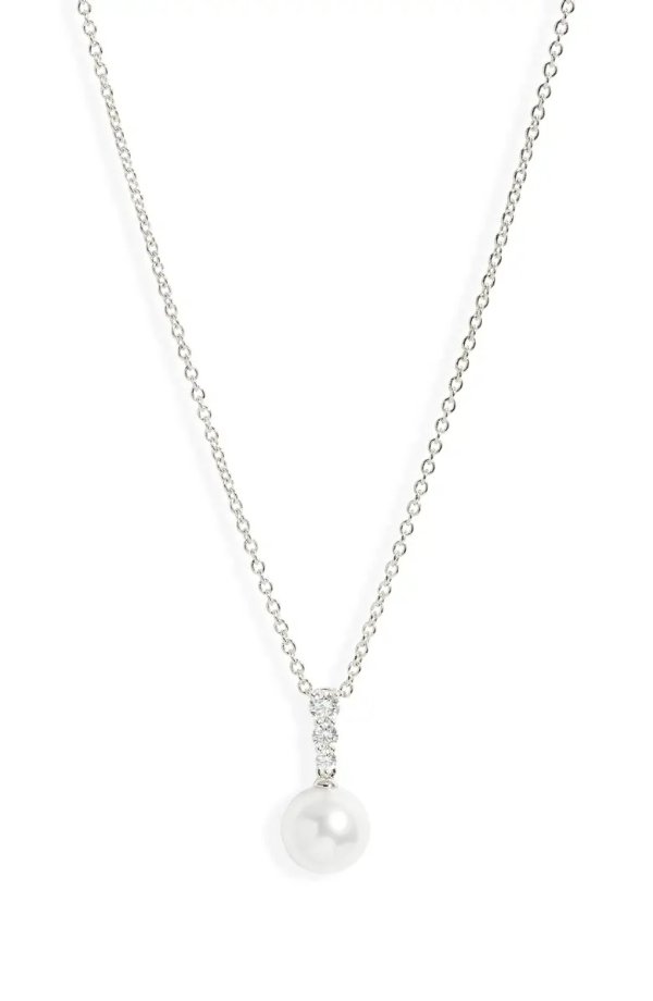 Morning Dew Akoya Pearl & Diamond Pendant Necklace