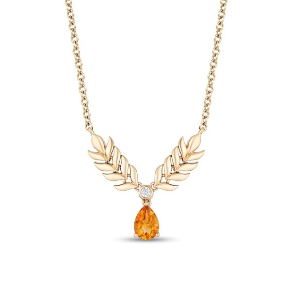 Enchanted Disney Anna Pear-Shaped Citrine and Diamond Accent Double Wheat Necklace in 10K Gold|Zales