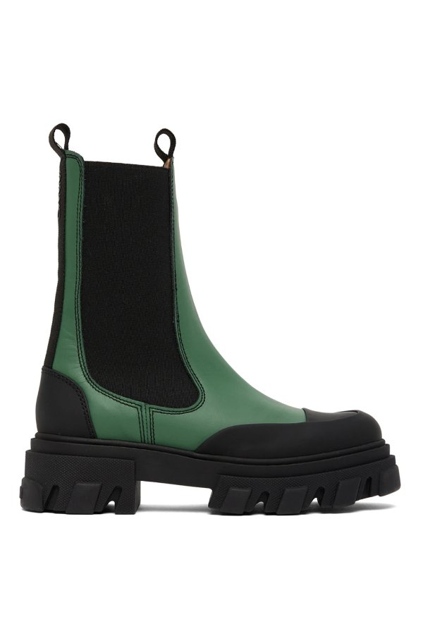 Green Chelsea Ankle Boots