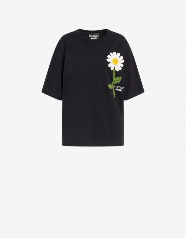 T-shirt with Daisy embroidery - Manifesto Daisy - Boutique Moschino | Moschino Official Online Shop