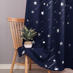 DWCN Star Blackout Curtains for Bedroom 52 x 63 inch