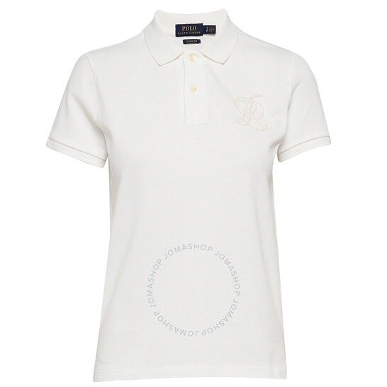 Ladies Classic White Fit Beaded Polo Logo Shirt