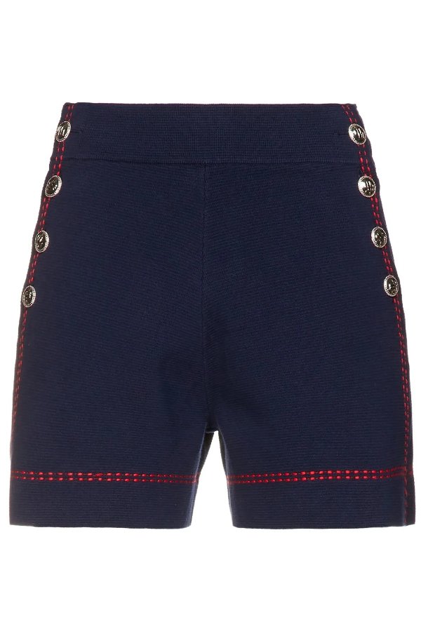Isla button-detailed cotton shorts