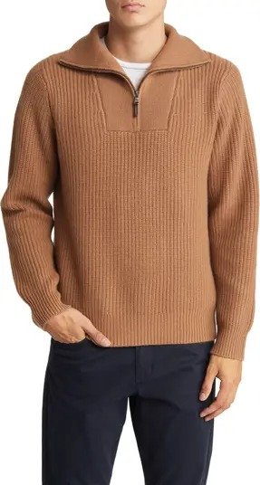 Men's Wool & Cashmere Half Zip Pullover