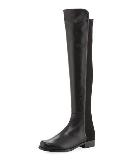 50/50 Leather Over-the-Knee Boot, Black
