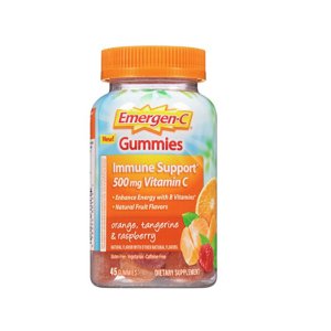 Emergen-C Gummies (45 Count, Orange, Tangerine and Raspberry Flavors) Dietary Supplement with 500 mg Vitamin C Per Serving, Gluten Free