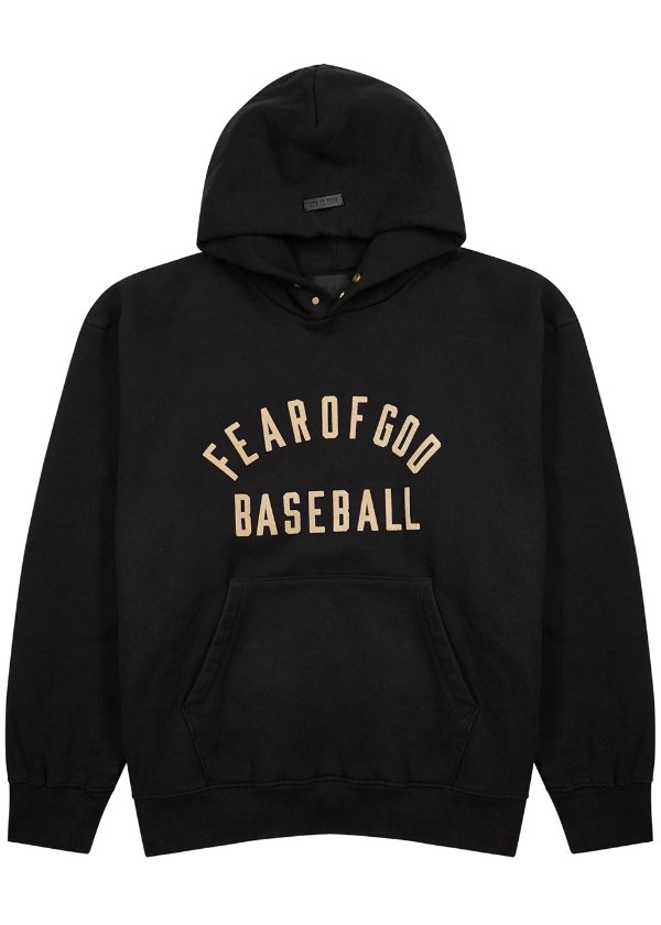 Baseball-print cotton hooded sweatshirt