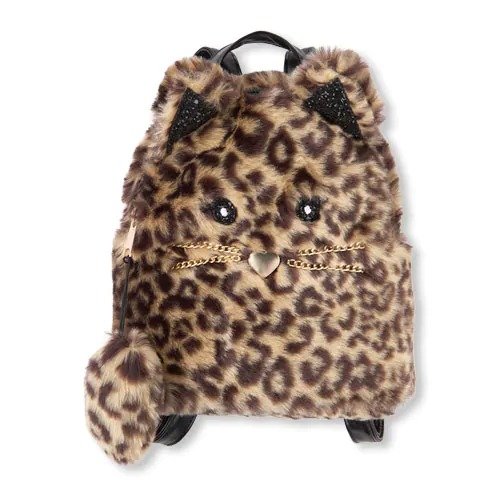 Girls Leopard Faux Fur Mini Backpack