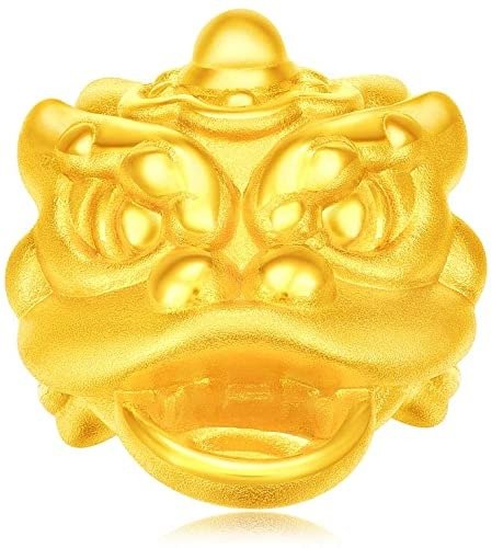 999 Pure 24K Gold Joyous Lion Head Charm/Pendant