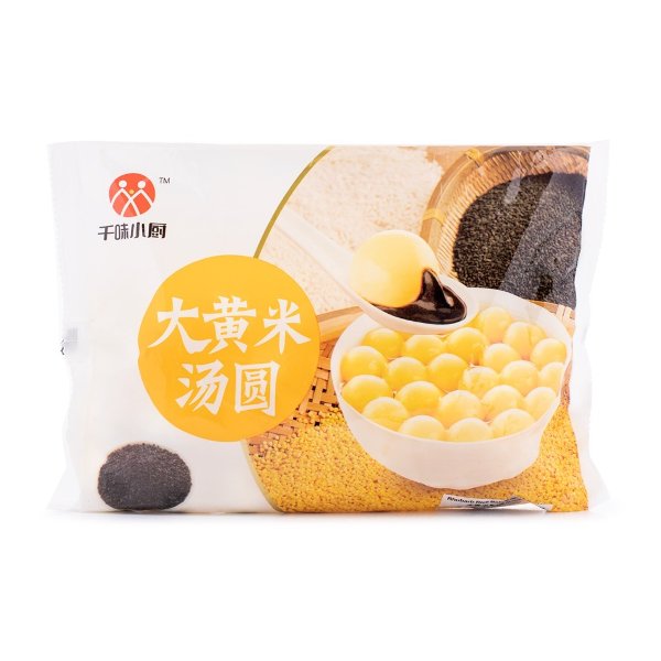 QianWei Rhubarb Glutinous Rice Ball with Black Sesame Filling, Frozen 500 g