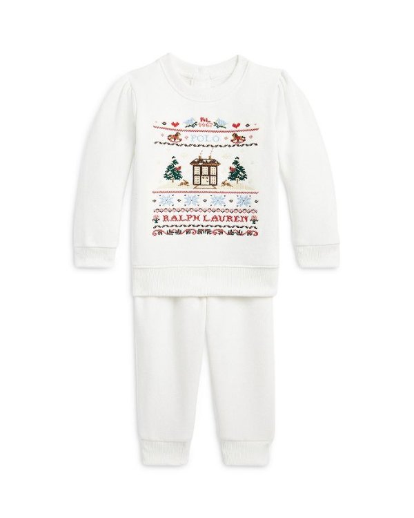 Girls' Fleece Embroidered Graphic Sweatshirt & Jogger Pants Set - Baby