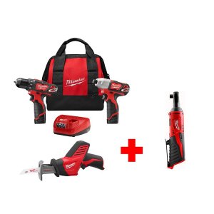 Milwaukee M12 12-Volt Lithium-Ion Cordless Combo Kit (3-Tool) with Free M12 3/8 in. Ratchet