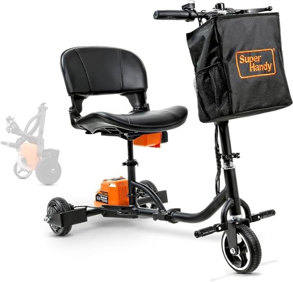 3 Wheel Folding Mobility Scooter - Electric Powered, Lightest Available, Airline Friendly - Long Range Travel w/ 2 Detachable 48V Lithium-ion Batteries and Charger