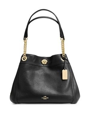 Edie Turnlock Leather Shoulder Bag