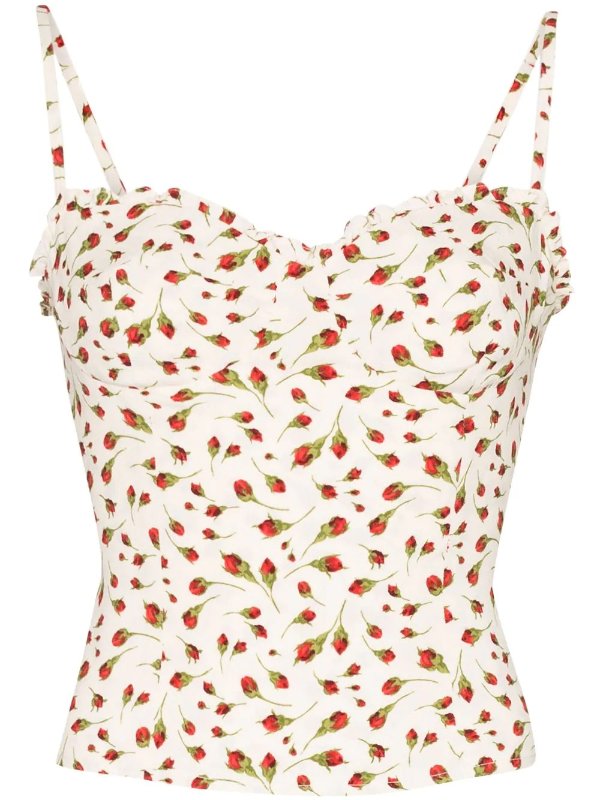 Finch cropped floral-print top