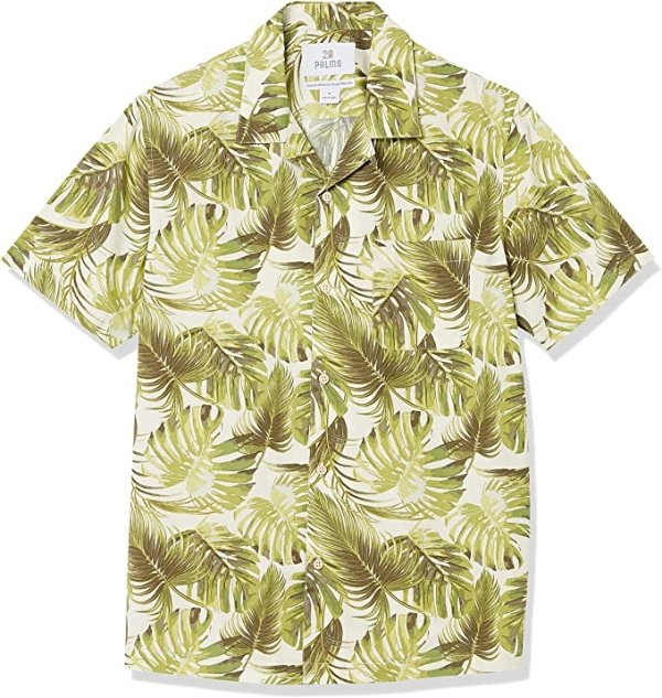 Palms Men's Standard-Fit 100% Cotton Tropical Vacation Shirt