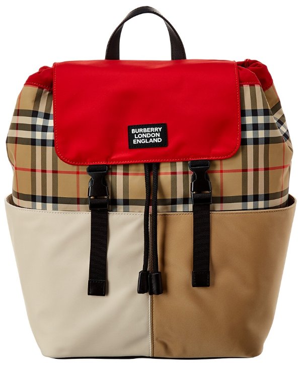 Tri-Color Adjustable Vintage Check Backpack