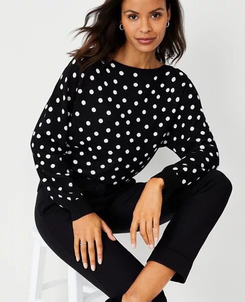 Dotted Boatneck Sweater | Ann Taylor