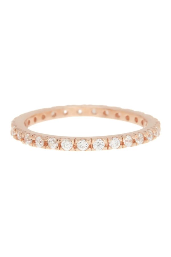 14K Rose Gold Plated Swarovski Crystal Accented Eternity Band