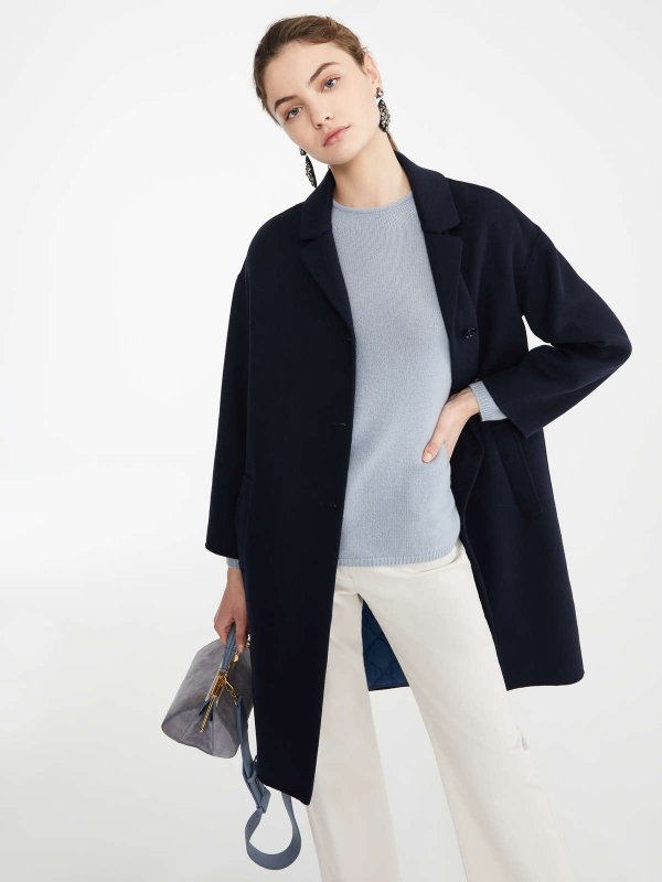 Wool and angora coat, midnightblue -