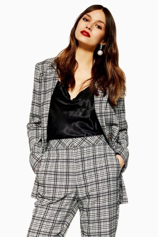 TALL Black and White Checked Jacket