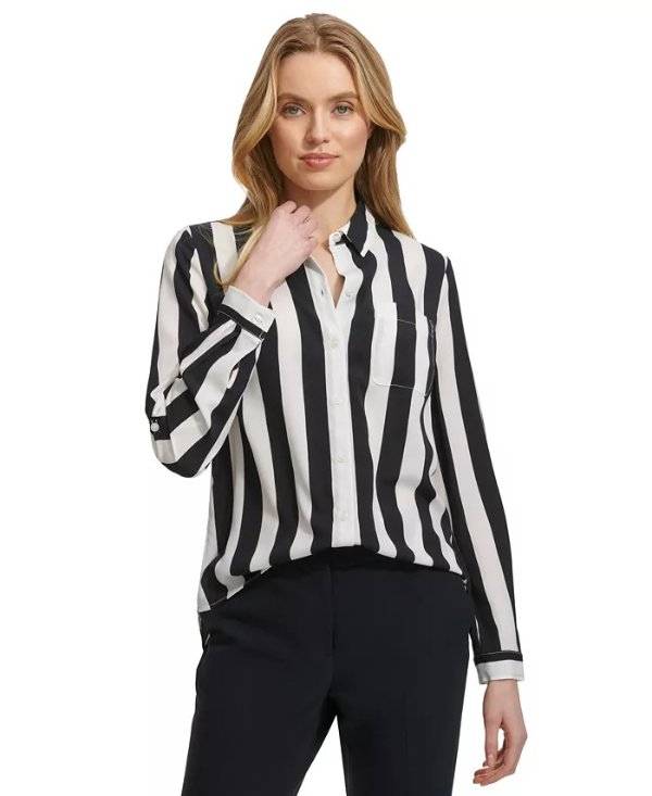 Women's Striped Button-Front Shirt