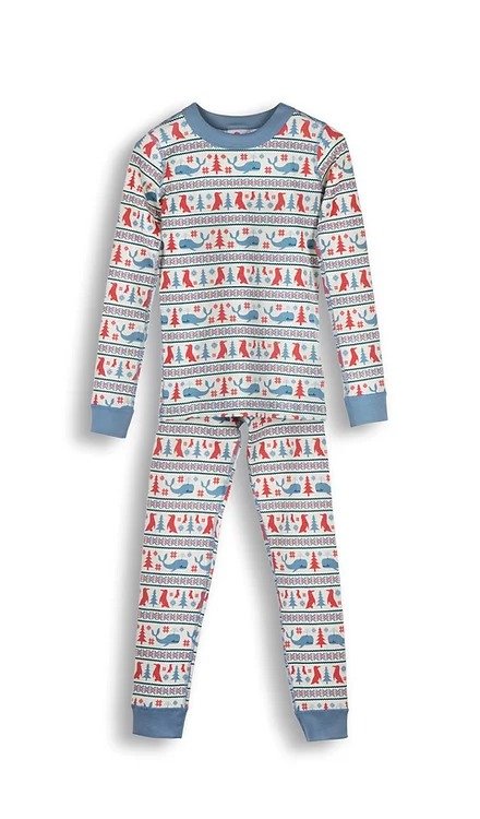 Organic Cotton Penguin/Whale Long Sleeve Pajamas Unbleached | my-bister