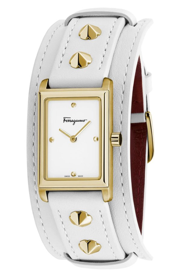 Women's Fiore Studs Leather Watch, 34mm x 20mm