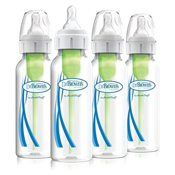 Baby Bottle, Options+ Anti-Colic Narrow Bottle, 8 Ounce (Pack of 4)