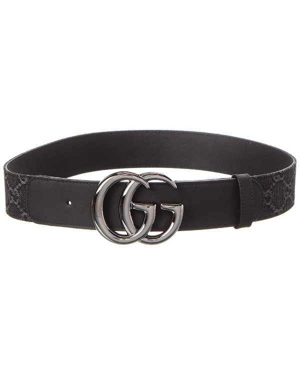 GG Denim & Leather Belt / Gilt