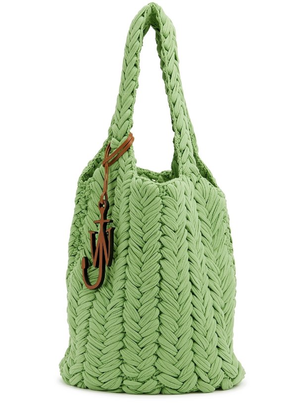Green knitted tote
