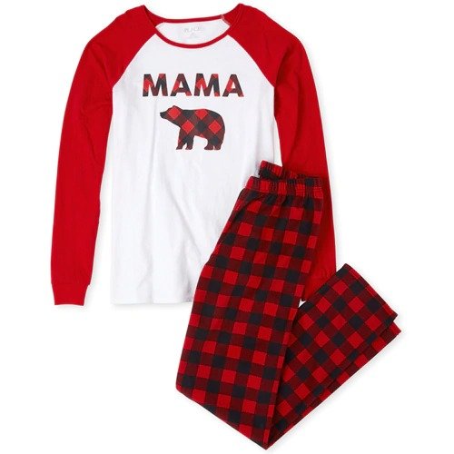 Womens Matching Family Buffalo Plaid Cotton And Fleece Pajamas