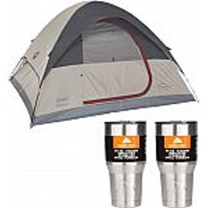 Coleman 4-Person Camping Tent with 2 30oz Tumblers