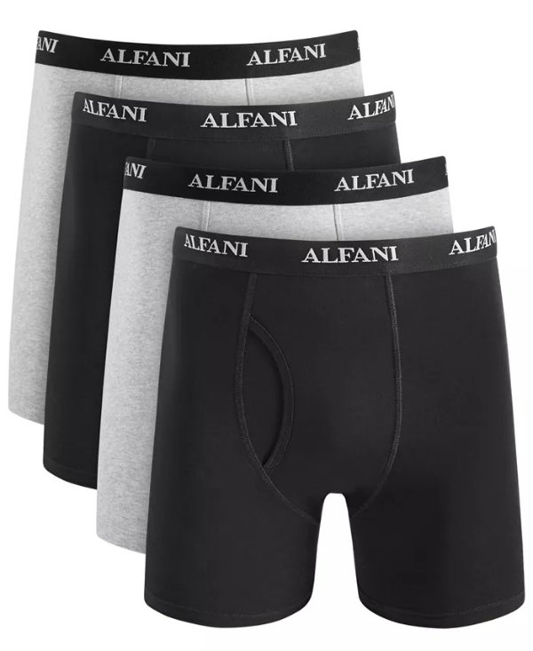 Men's 4-Pk. Moisture-Wicking Cotton Boxer Briefs, Created for Macy's