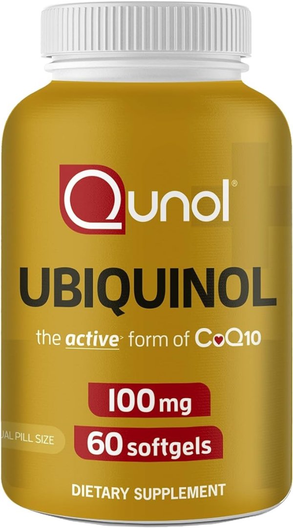 Ubiquinol CoQ10 100mg Softgels, Ubiquinol - Active Form of Coenzyme Q10, Antioxidant for Heart Health, Healthy Blood Pressure Levels, Beneficial to Statin Users, 60 Count