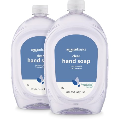 Amazon Basics Gentle & Mild Clear 洗手液补充装，50fl oz，2件装