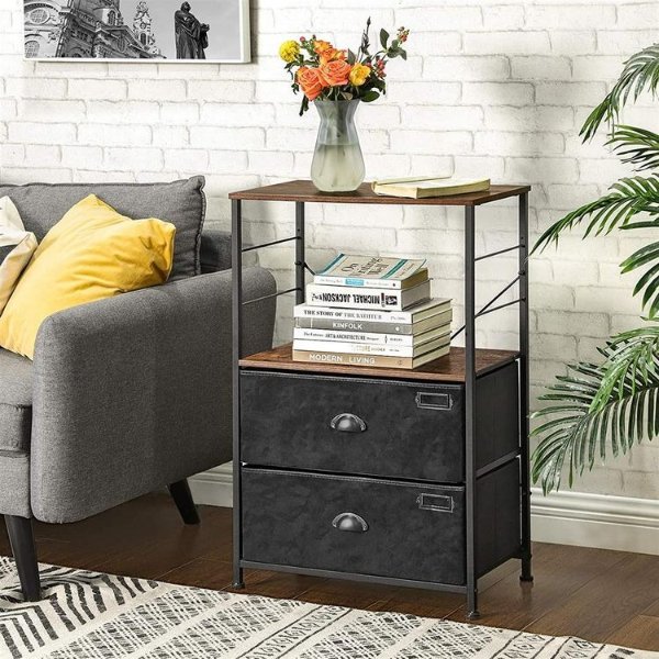 Nightstand with 2 Fabric Drawers for Sale