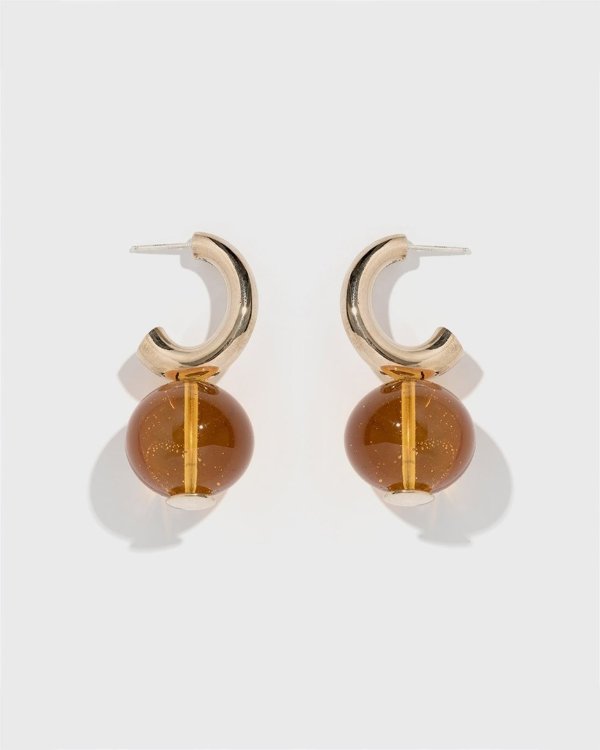 Amber Glass C-Curve耳环